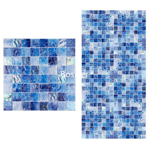 Chất lượng sản phẩm mới tối màu xanh óng ánh Gạch Mosaic Thủy Tinh cho hồ bơi - Product Image 1
