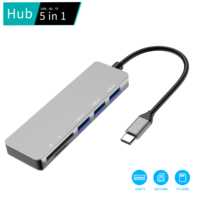 Adaptateur multiport 5 en 1 3USB 3.2 10 Gbps SD TF Lecteur de carte 5 Gbps Hub USB-C USB Station d'accueil