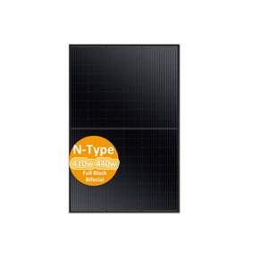 แผงโซลาร์เซลล์ Topcon Full Black Bifacial 410w 420w 430w 440w แบบกระจกสองชั้น กำลังไฟ 440w สำหรับติดตั้งบนหลังคา - Product Image 1