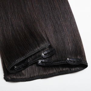 Высококачественные Роскошные 100% индийские натуральные человеческие волосы невидимые волосы на заколках темно-коричневые волосы 18 дюймов прямые водяные волны - Product Image 5