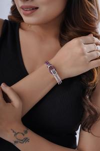 Bracelet manchette tressé bleu de luxe avec cristaux taillés carrés et accents d'argent pour hommes et femmes bijoux élégants - Product Image 2