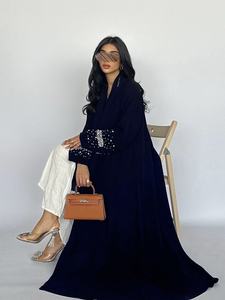 Magnifique ensemble abaya orné de diamants et de perles avec foulard en mousseline, tenue traditionnelle modeste à manches longues pour le Ramadan - Product Image 4