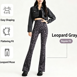 Leggings a Vita Alta con Stampa Leopardata, Effetto Push-Up, Elasticizzati, a Zampa d'Elefante, Pantaloni da Yoga e Allenamento per Donne - Product Image 2