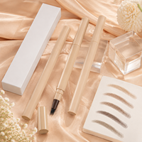 Pensil Alis 4 Titik Tahan Lama Tahan Air, Pemangkas Microblading, Lilin, Pena, Wadah, Label Pribadi, Kustom untuk Wanita