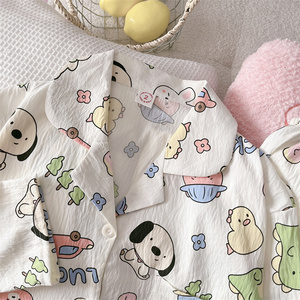 Primavera e Outono Pijamas Nuvens Femininas Algodão Polo Collar Cardigan Calças de manga comprida Sweet <span class=keywords><strong>Girl</strong></span> Pijamas Conjuntos Pijamas - Product Image 5