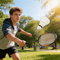 Volants de badminton d'entraînement à vol stable, plumes d'oie durables, tige en acier, poignée en PVC, lot de 6, vente en gros directe usine pour clubs