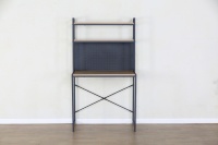 Bureau d'ordinateur avec huche et panneau perforé, table d'écriture de rangement DIY avec étagères à 2 niveaux, table d'étude industrielle avec cadre en X