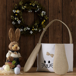 <span class=keywords><strong>Panier</strong></span> de Pâques pour enfants en lin brodé, décorations de bonbons en gros pour l'extérieur - Product Image 2