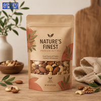 Sachet Doypack Aseptique Réutilisable Personnalisé avec Fenêtre et Fermeture Zip pour Aliments pour Animaux, Chewing-gums, Snacks et Noix (Logo Personnalisé Kraft)