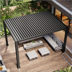 Pergola en aluminium à toit rétractable électrique, système imperméable avec capteur de pluie, pour usage en jardin - Product Image 4