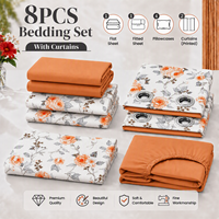Ensemble de draps en microfibre sur mesure 8 pièces avec rideaux, doux, à poches profondes, pour lits Queen, King et Full Size, pour marque privée