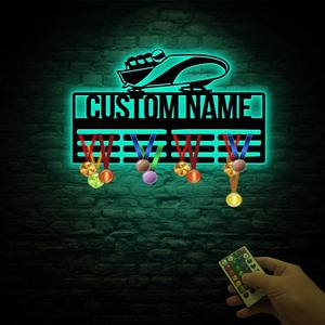 Percha de medalla de Bobsled <span class=keywords><strong>Bobsleigh</strong></span> personalizada con pantalla de soporte de medalla de luz Led para premios y cintas Estante de premios escalonados - Product Image 2