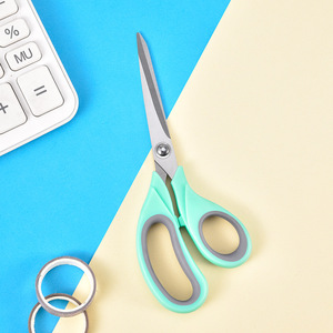 Stainless Steel Office Scissors 19cm Green Gray Handle For Paper Cutting Household Use Children Student DIY - Product Image 1