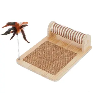 Atacado pet sisal brinquedos ondulados gato zero pad agarrar placa com brinquedos interativos