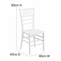 Chaise Chiavari blanche en résine PP mate, empilable, solide, pour mariage, banquet, hôtel, événement, capacité 300 kg
