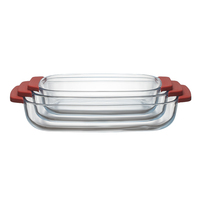 Ensemble de moules à pain rectangulaires en verre borosilicate haute résistance IKOO, résistants à la chaleur, adaptés au four et au micro-ondes, avec poignée en silicone, écologiques