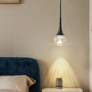 Modern Minimalist All-Copper Crystal Pendant <b>Light</b> Luxury Small Lamp Fixture Long Hanging Wire for Bedroom Bedside Pendant <b>Light</b> - Product Image 3