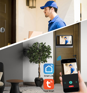 Moniteur d'intérieur 4,3 pouces, visiophone <span class=keywords><strong>numérique</strong></span> <span class=keywords><strong>Wifi</strong></span> Tuya avec caméra de porte, 1080P - Product Image 4