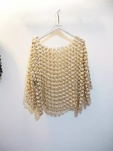 <span class=keywords><strong>Blusa</strong></span> <span class=keywords><strong>Elegante</strong></span> di Lusso da Donna NPF con Perle e Lurex Dorato, Stile Vintage con <span class=keywords><strong>Pizzo</strong></span> Floreale Traforato, Top Morbido e Grazioso - Product Image 3