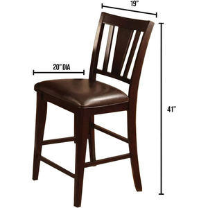 DB Lot de 2 chaises de salle à manger à hauteur de comptoir en bois massif au fini espresso foncé avec siège en similicuir rembourré Mobilier de cuisine à l'arrière unique - Product Image 2