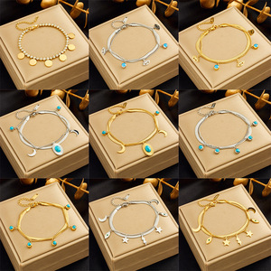 European American Style Double Layer Charm Bracelet Zinc Alloy Star Moon Lightning Pendant Women's Jewelry Gift - Product Image 1