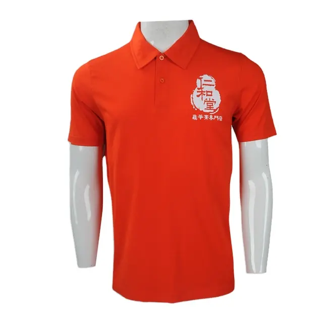 Hot Selling Polyester Plain Leeg Aangepaste Afdrukken Logo Verkiezing Promotionele Oranje Kleurrijke Polo Shirt Mannen
