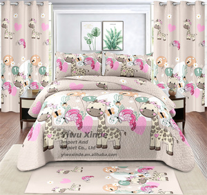 Set Sprei Karakter Kartun Ukuran Twin dengan Gorden 7 Pcs Set Bedcover Berwarna-warni untuk Anak Perempuan atau Laki-laki - Product Image 6