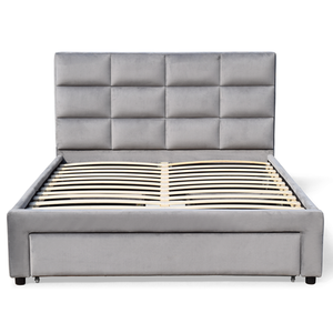 <span class=keywords><strong>Lit</strong></span> en tissu velours gris directement d'usine de bonne qualité avec trois tiroirs de rangement - Product Image 2