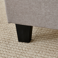 Lit simple en tissu style nordique pour petit appartement, sans rangement, avec sommier à ressorts, tête de lit plate simple et capitonnée à boutons, profil bas