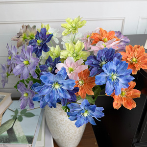 Bouquet de fleurs artificielles Jinxi en soie, bleu, violet, orange, pour mariage et décoration de salon - Product Image 3