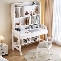 Bureau en bois massif avec bibliothèque intégrée, bureau à domicile, chambre à coucher, atelier, table d'ordinateur minimaliste moderne, bureau d'étude