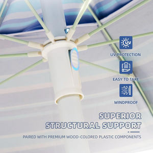 Paraguas de <span class=keywords><strong>Patio</strong></span> azul marino de 7 pies con bandeja de mesa, poste inclinable, ancla de arena, refugio solar portátil para exteriores, 50 + UPF rejillas de ventilación, sombrilla de playa - Product Image 5