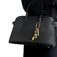 Porte-clés bohème perlé avec breloque en pierres colorées et cristaux, pendentif avec mousqueton doré pour sac et pochette