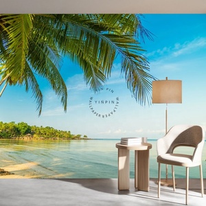 Peel and Stick Wallpapers Tropical Beach et Palm Tree Sea View - Product Image 3
