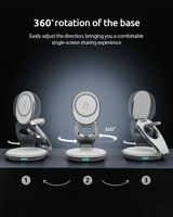 Support de chargeur sans fil magnétique 3 en 1 à charge rapide PD avec design pliable pour 15/14/13/12 et pour Watch 8/7