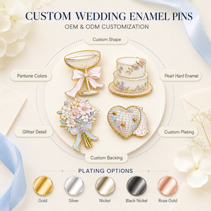 Badges de revers personnalisés en émail pour célébration de mariage, bouquet de gâteaux de douche nuptiale et champagne - Product Image 4