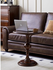 Petite <span class=keywords><strong>table</strong></span> <span class=keywords><strong>basse</strong></span> ronde de style vintage français <span class=keywords><strong>Table</strong></span> d'appoint de canapé en bois massif <span class=keywords><strong>Table</strong></span> <span class=keywords><strong>basse</strong></span> à pattes de gourde d'angle en bois pur américain - Product Image 4