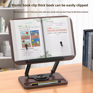 Support de <span class=keywords><strong>livre</strong></span> en bois personnalisé, support de <span class=keywords><strong>livre</strong></span> de <span class=keywords><strong>cuisine</strong></span>, Coran, support de lecture réglable avec rotation à 360 degrés, serre-livres pour la lecture - Product Image 2