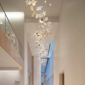 โคมไฟระย้าคริสตัลตกแต่งห้องจัดเลี้ยงงานแต่งงาน Zeal Lighting โคมไฟระย้าใบไม้แก้วสั่งทำพิเศษสำหรับโรงแรม วิลล่า ล็อบบี้ - Product Image 4