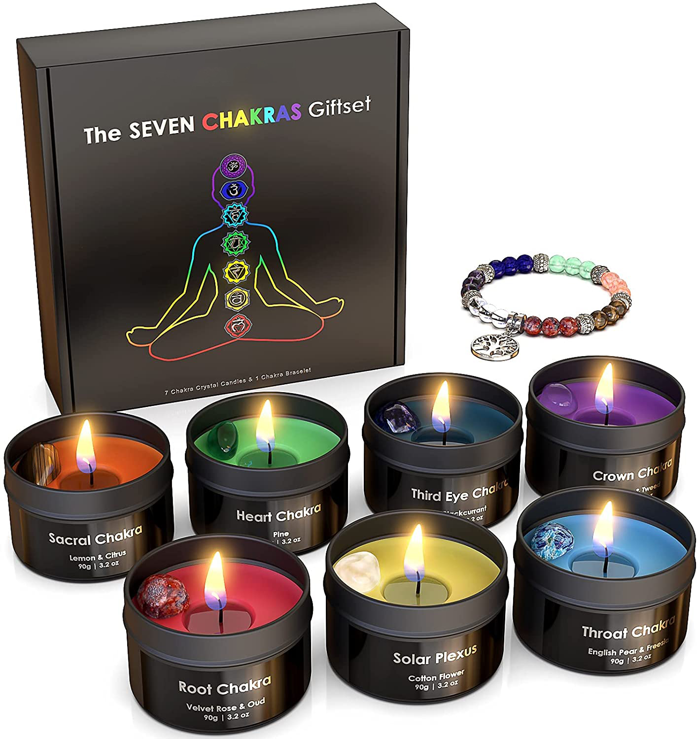 Custom Crystal Healing Stones Meditation Stress Relief Spiritual Yoga Crystal Chakra Candles