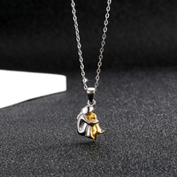 Collier pendentif double chat en argent S925 plaqué or 18 carats, collier animalier pour couple en argent sterling 925