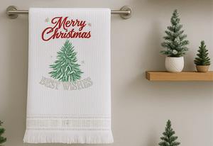 Toalla de Lino para Invitados con Feliz Navidad y Mejores Deseos, Toalla de Mano Festiva, Toalla Absorbente de Lino y Algodón para Decoración de Cocina y Baño - Product Image 3