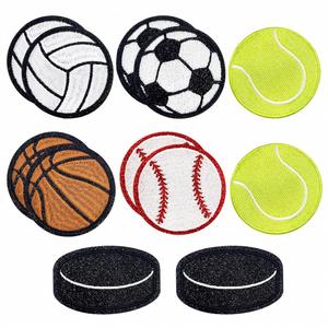 New Hot Iron on Embroidered <b>Black</b> Glitter Border Ice Hockey Football Basketball Baseball Patch for Hat Hoodies Decoration - Product Image 1