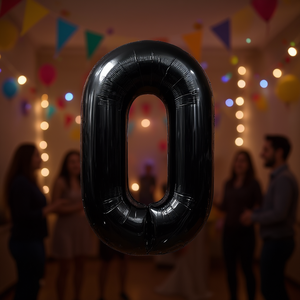 Globo de aluminio negro con el número 0 de Party Love, 100 cm, decoración para fiesta de cumpleaños, metálico - Product Image 2