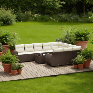 Ensemble de canapés de jardin en rotin PE brun, coussins en mousse haute densité, imperméables, design contemporain - Product Image 2