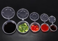 Boîte d'emballage circulaire jetable en plastique avec couvercle intégré 1oz 2oz 3oz 4oz 5oz