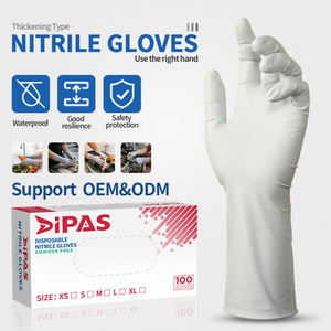Gants jetables en nitrile bicolores noir et <span class=keywords><strong>blanc</strong></span> à manchette longue de 12 pouces, de qualité alimentaire, pour le nettoyage des toilettes, la vaisselle et l'usage domestique - Product Image 2