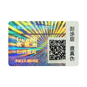 Hochwertiges Aufkleber etikett Holo graphischer Kratz beschichtung aufkleber mit Seriennummer QR-Code-Hologramm