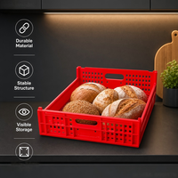Caisse à pain de qualité alimentaire, étagère à pain, caisses en plastique maillées recyclables et empilables pour le stockage de pain et de croissants en boulangerie, usine