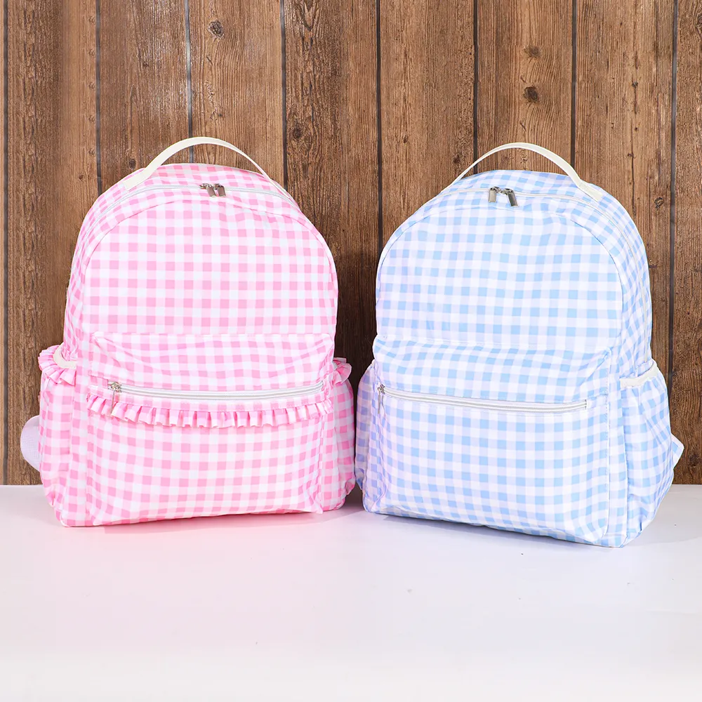 Wholesale Custom Fashion Outdoor Luxury Storage Bag SchoolBag Plaid Backpack For Kids